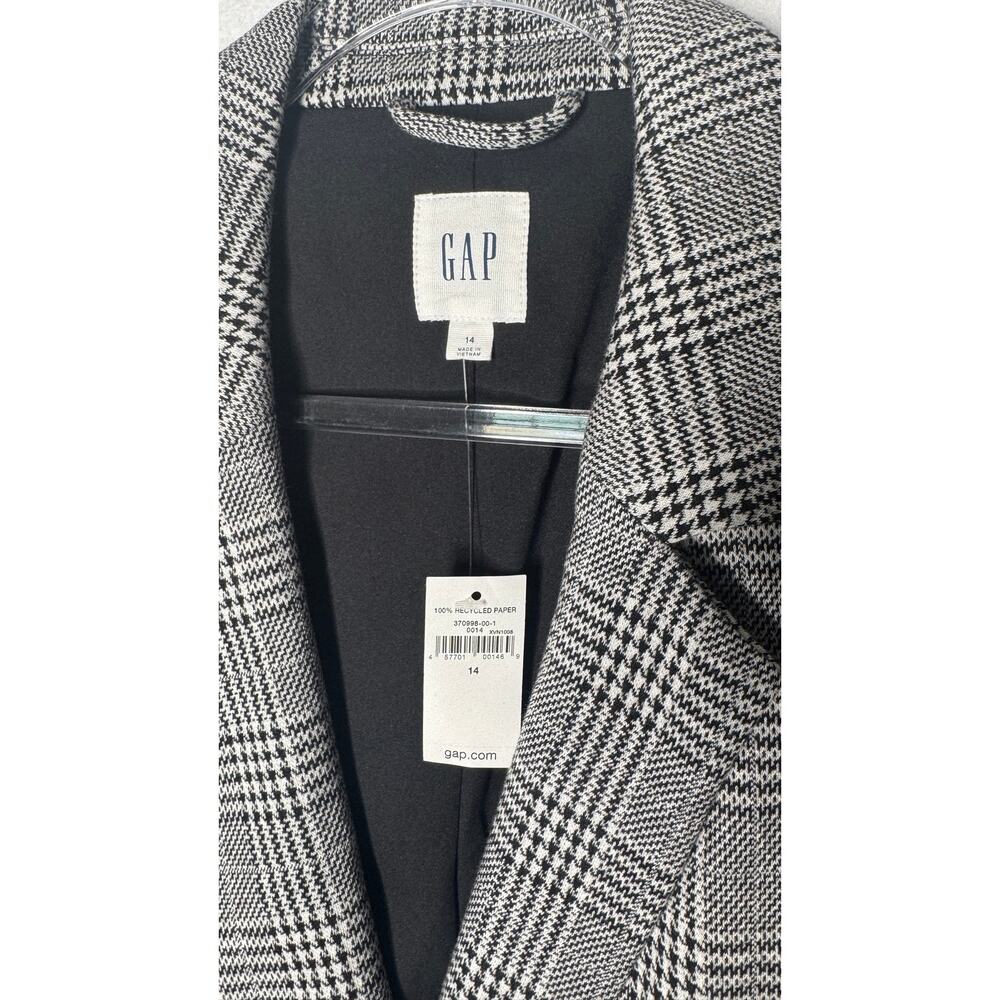 2018s GAP Glen Plaid Double Breasted Blazer Jacket Gray Black Size L/XL 14 NWT - Picture 3 of 15